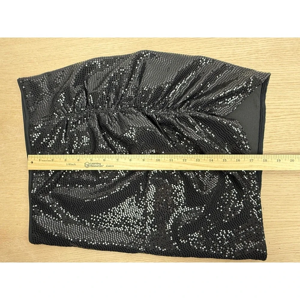 H&M Black Sequin Mini Skirt NWT Ruched Party Cocktail Night Out‎ Small S